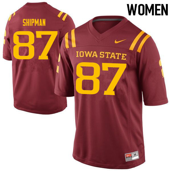 Women #87 Zach Shipman Iowa State Cyclones College Football Jerseys Sale-Cardinal